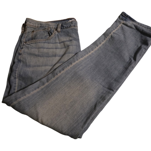 Eddie Bauer Denim - Eddie Bauer Women's Boyfriend Mid-Rise Straight Flannel Lined Jeans Sz 16